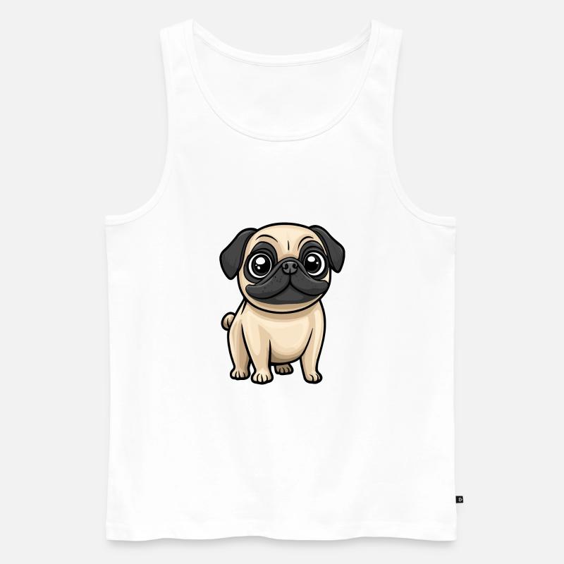 Mops Hund Comic Baby - Männer Premium Bio Tank Top - Weiß