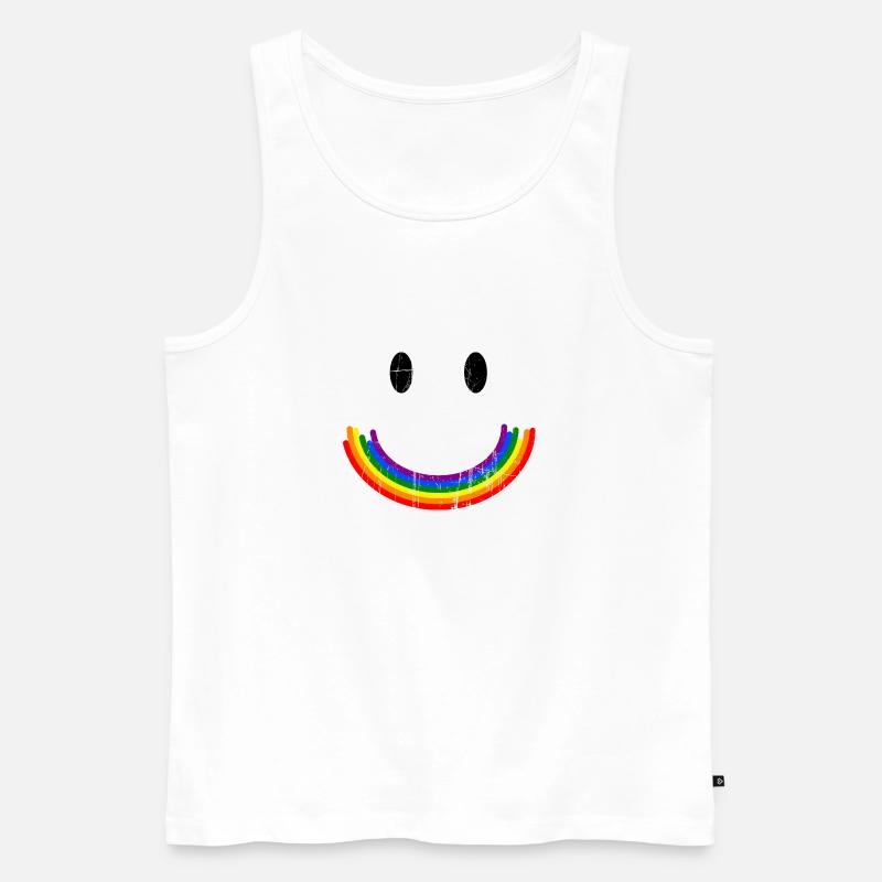 Rainbow Smilie - Männer Premium Bio Tank Top - Weiß