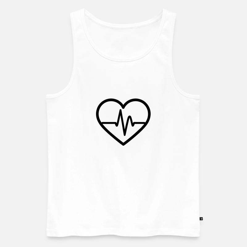 Herzschlag - Männer Premium Bio Tank Top - Weiß