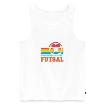 Futsal Retro Rainbow Soccer Ball Statement - Männer Premium Bio Tank Top - Weiß - Vorne - Michal (187cm)