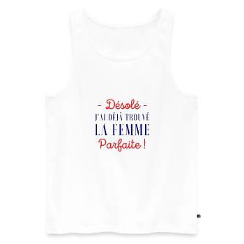 Humour homme couple cadeau homme saint valentin - Débardeur bio Premium Homme - blanc - Devant - Michal (187cm)