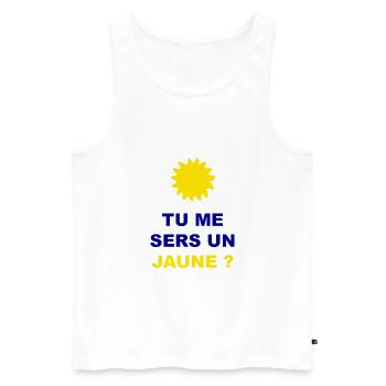 Tu me sers un jaune - Débardeur bio Premium Homme - blanc - Devant - Michal (187cm)