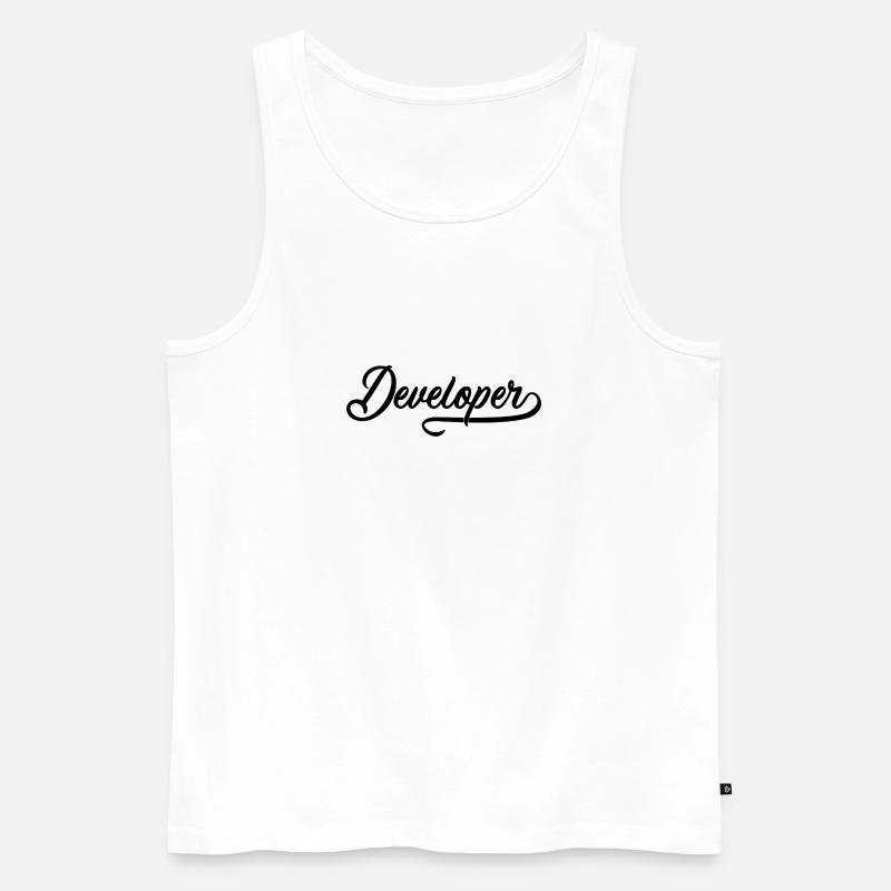 Developer - Men's Premium Organic Tank Top - white