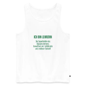 Lehrerin - Die Superheldin des Klassenzimmers! - Männer Premium Bio Tank Top - Weiß - Vorne - Michal (187cm)
