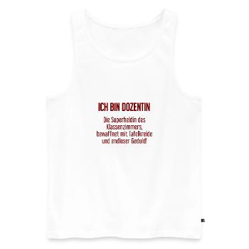 Dozentin - Die Superheldin des Klassenzimmers! - Männer Premium Bio Tank Top - Weiß - Vorne - Michal (187cm)