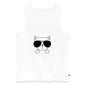 Cute Cat Icon | Sunglasses | Middle Finger - Männer Premium Bio Tank Top - Weiß - Vorne - AI Model Male 178 light (178cm)