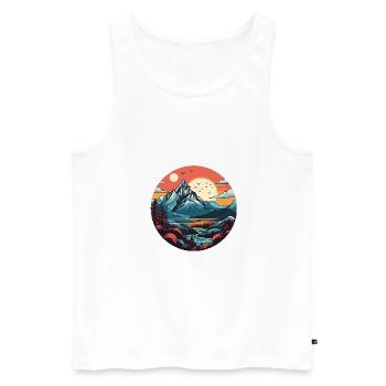 Mountains, Landscape, Circle - Men's Premium Organic Tank Top - white - Front - Michal (187cm)