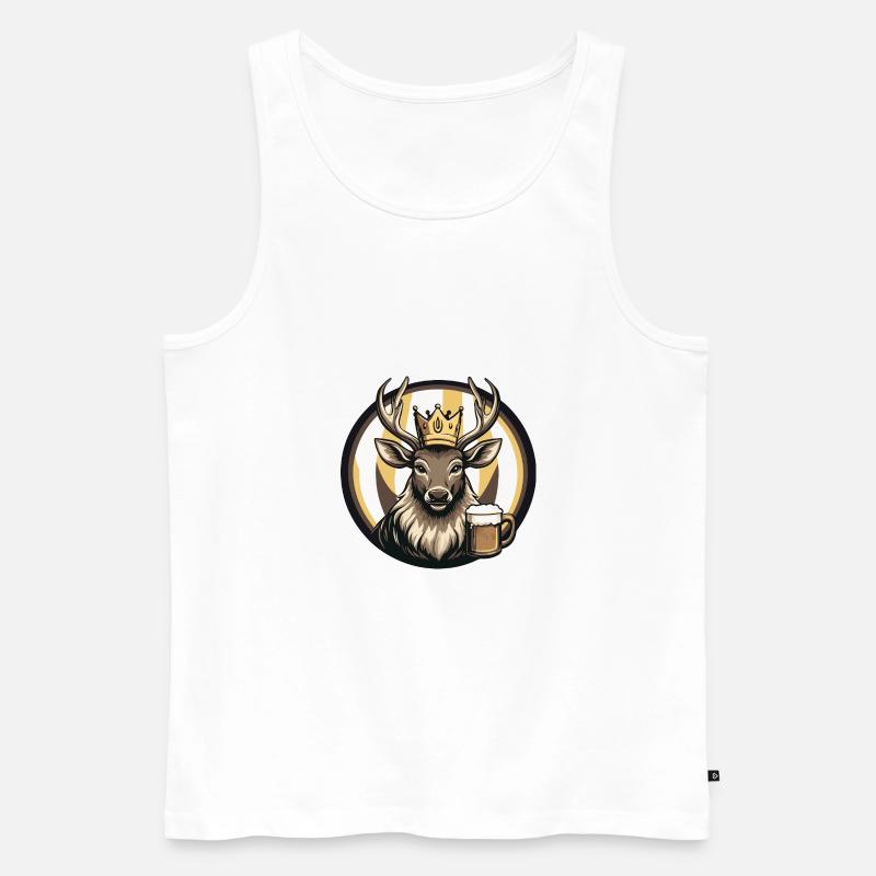 Hirsch Bier Comic - Männer Premium Bio Tank Top - Weiß