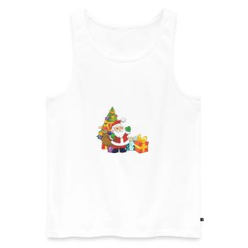 Weihnachtsmann mit Geschenke - Männer Premium Bio Tank Top - Weiß - Vorne - AI Model Male 178 light (178cm)