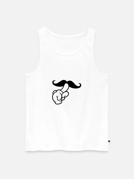 Comic Hand Moustache - Men's Premium Organic Tank Top - white