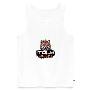 Italien 2024 Party Fuchs - Männer Premium Bio Tank Top - Weiß - Vorne - Michal (187cm)