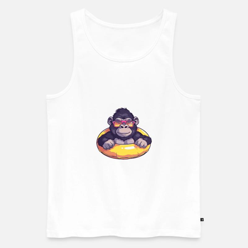Gorilla Sommer Comic - Männer Premium Bio Tank Top - Weiß