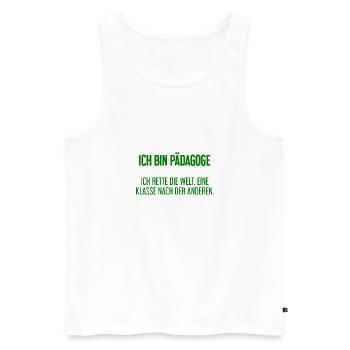 Ich bin Pädagoge - ich rette die Welt - Männer Premium Bio Tank Top - Weiß - Vorne - Michal (187cm)