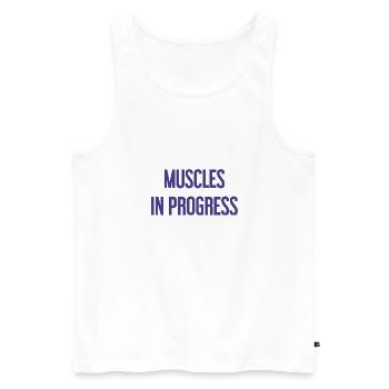 Muscles en progression - Débardeur bio Premium Homme - blanc - Devant - AI Model Male 178 light (178cm)