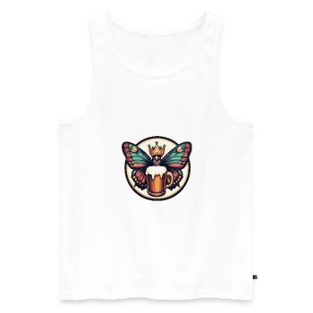Bande dessinée de bière papillon - Débardeur bio Premium Homme - blanc - Devant - Michal (187cm)