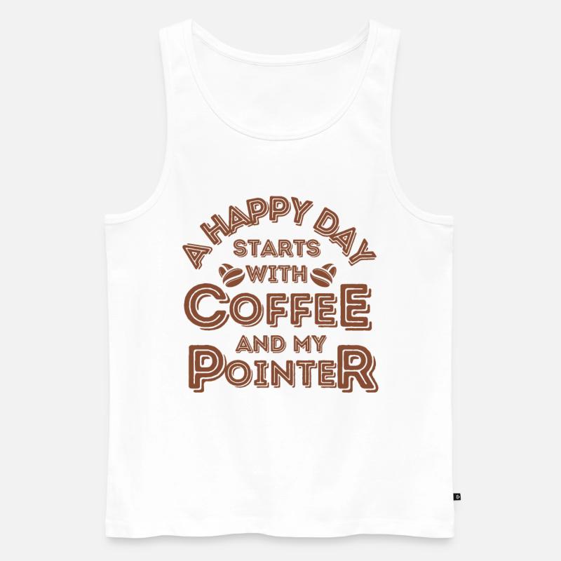 Pointer Kaffee Hund Cafe - Männer Premium Bio Tank Top - Weiß