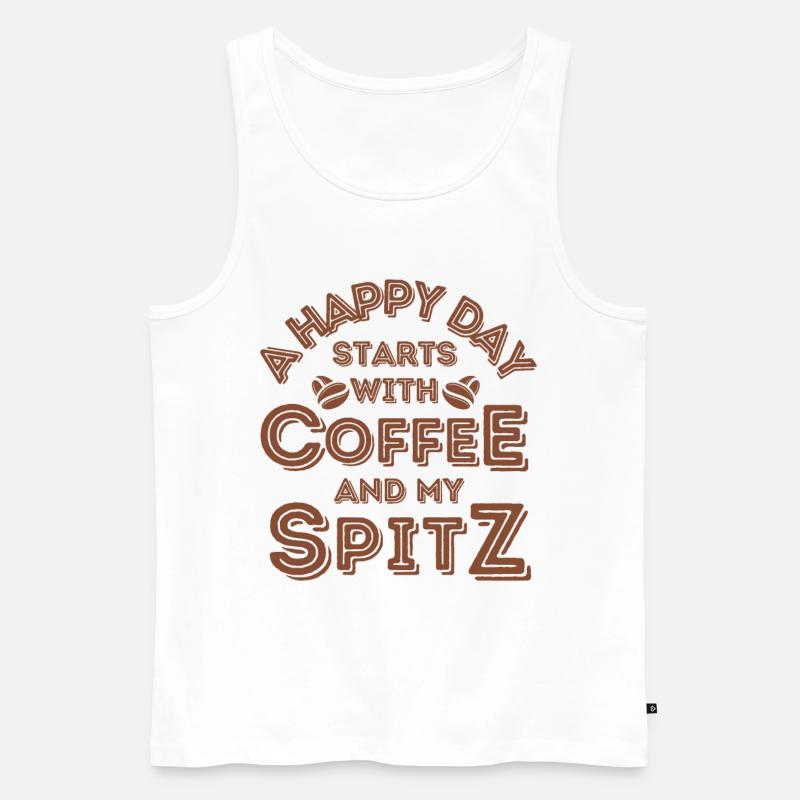 Spitz Kaffee Hund Cafe - Männer Premium Bio Tank Top - Weiß