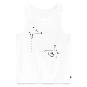 Hand signal image detail – 2 colors - Men's Premium Organic Tank Top - white - Front - AI Model Male 178 light (178cm)