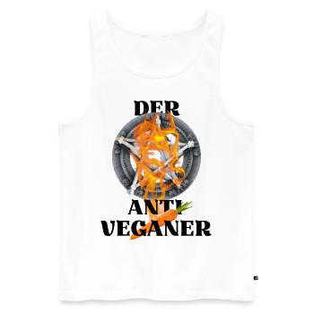 Der Antiveganer - schwarzer Humor Fleischfresser - Männer Premium Bio Tank Top - Weiß - Vorne - Michal (187cm)