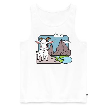 The cute little mountain goat is in the Alps! - Men's Premium Organic Tank Top - white - Front - Michal (187cm)