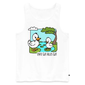 Ente gut alles gut Fröhliche Entlein am Teich - Männer Premium Bio Tank Top - Weiß - Vorne - AI Model Male 178 light (178cm)
