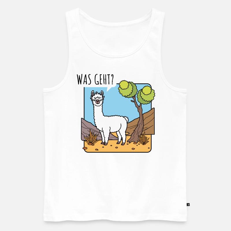 Was geht? frägt das Lama, oder ist das ein Alpaka? - Männer Premium Bio Tank Top - Weiß