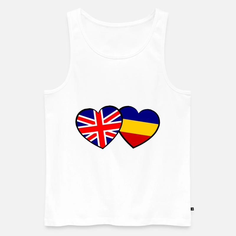 Die englisch rumaenischen Herzen - Männer Premium Bio Tank Top - Weiß
