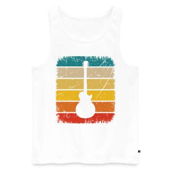 Carré vintage et guitare - - Débardeur bio Premium Homme - blanc - Devant - Michal (187cm)