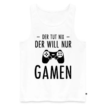 Der Tut Nix der Wille Nur Gamen - - Männer Premium Bio Tank Top - Weiß - Vorne - Michal (187cm)