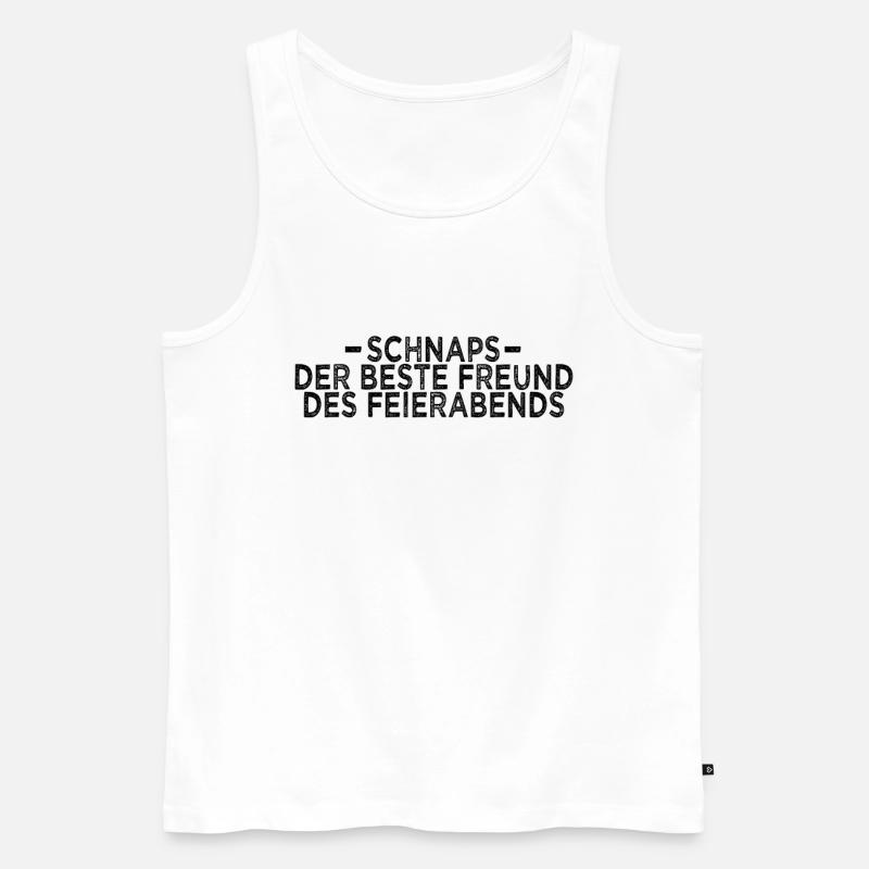 Schnaps Feierabend Spruch - Männer Premium Bio Tank Top - Weiß