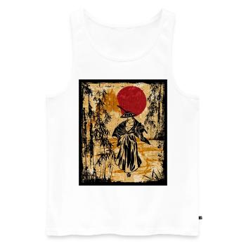 Samouraï Art Japonais Vintage Fighter Rétro - Débardeur bio Premium Homme - blanc - Devant - Michal (187cm)