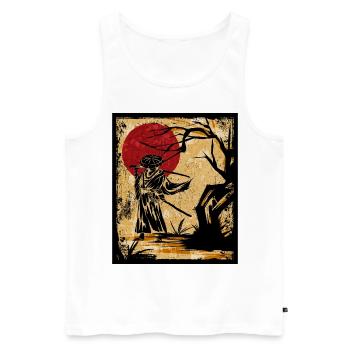 Samouraï Art Japonais Vintage Fighter Rétro - Débardeur bio Premium Homme - blanc - Devant - Michal (187cm)