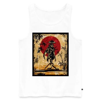 Samouraï Art Japonais Vintage Fighter Rétro - Débardeur bio Premium Homme - blanc - Devant - Michal (187cm)