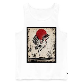Grue Art Art Japonais Vintage Rétro - Débardeur bio Premium Homme - blanc - Devant - Michal (187cm)
