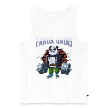 Fitnesstraining Pumpen Panda Kreuzheben Fitness - Männer Premium Bio Tank Top - Weiß - Vorne - Michal (187cm)