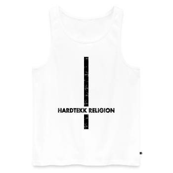 Hardtekk - Merch - Tekk - Geschenk - Kreuz - Männer Premium Bio Tank Top - Weiß - Vorne - AI Model Male 178 light (178cm)