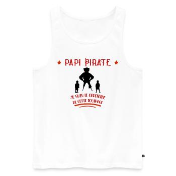 Papi Pirate Idée Cadeau Fêtes Des Grands-Pères - Débardeur bio Premium Homme - blanc - Devant - Michal (187cm)