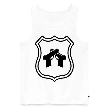 Pistole Wappen - Männer Premium Bio Tank Top - Weiß - Vorne - AI Model Male 178 light (178cm)