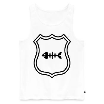 Fisch Wappen Knochen Gräte - Männer Premium Bio Tank Top - Weiß - Vorne - AI Model Male 178 light (178cm)