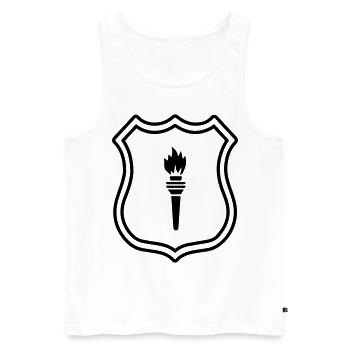 Flamme Wappen - Männer Premium Bio Tank Top - Weiß - Vorne - Michal (187cm)