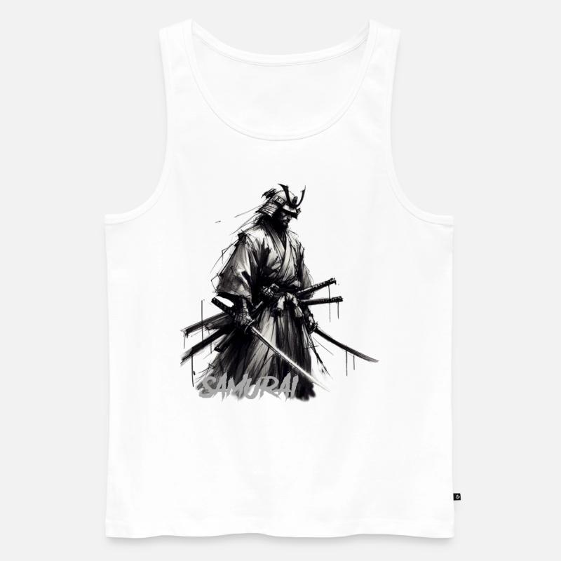 Samurai - Männer Premium Bio Tank Top - Weiß