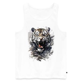 Tiger Tigerkopf Raubkatze Raubtier Stark Kraft - Männer Premium Bio Tank Top - Weiß - Vorne - Michal (187cm)