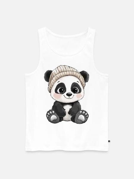 Panda Cute Cute Baby Kids Animal Bear Cartoon - Men's Premium Organic Tank Top - white