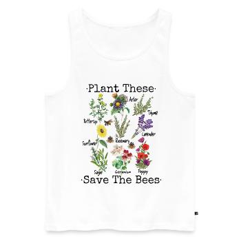 Save the Bees Shirt Plant These Save The Bees - Men's Premium Organic Tank Top - white - Front - AI Model Male 178 light (178cm)