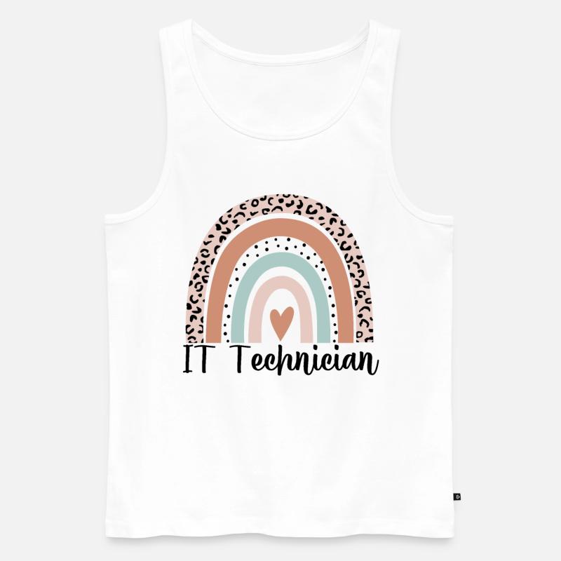 IT-Techniker Rainbow Leopard Lustiger IT-Techniker - Männer Premium Bio Tank Top - Weiß