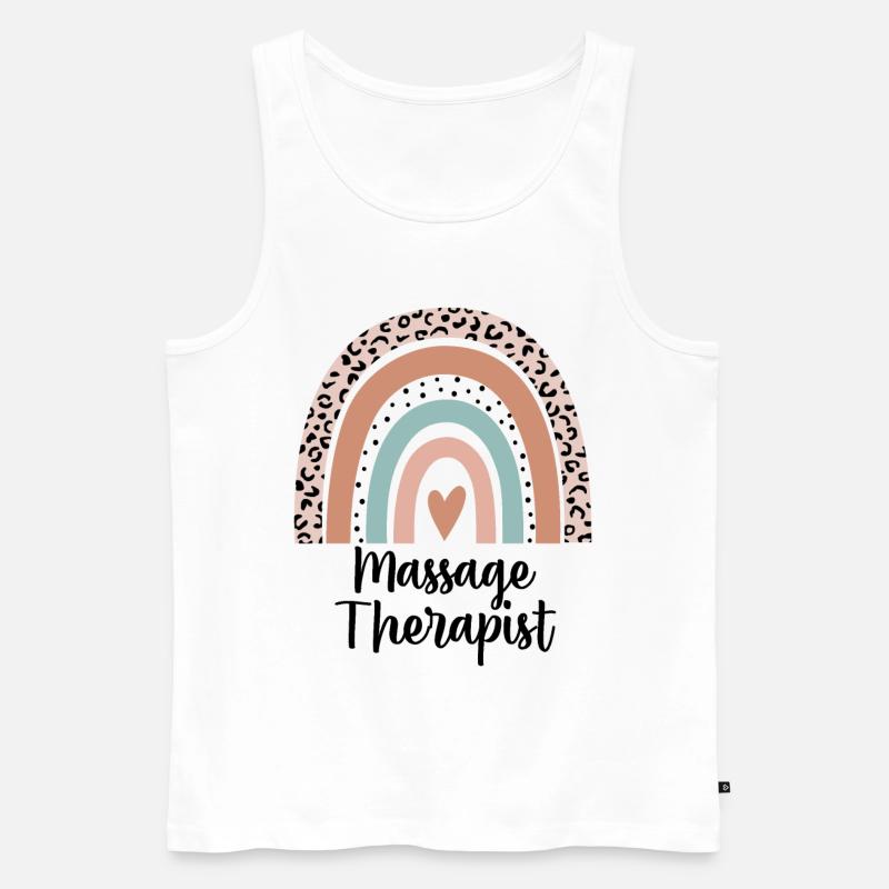 Massagetherapeut Regenbogen Leopard Lustiges Geschenk - Männer Premium Bio Tank Top - Weiß