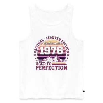 Original September 1976 46th Birthday Gift - Men's Premium Organic Tank Top - white - Front - Michal (187cm)