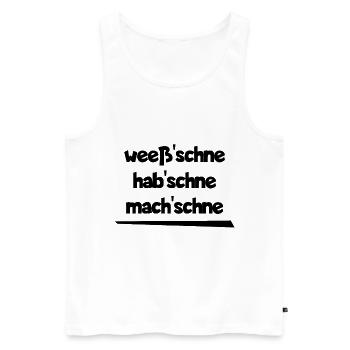 typisch Sachse - weiß ich nicht - Sachsen T-Shirt - Männer Premium Bio Tank Top - Weiß - Vorne - Michal (187cm)