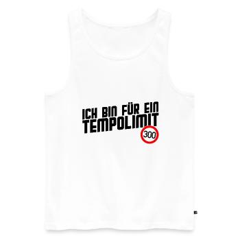 Tempolimit 300 kmh lustiges Sprüche TShirt Männer - Männer Premium Bio Tank Top - Weiß - Vorne - AI Model Male 178 light (178cm)