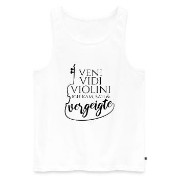 Veni Vidi Violini Je suis venu et j'ai vu le violon - Débardeur bio Premium Homme - blanc - Devant - AI Model Male 178 light (178cm)